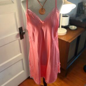 Vtg. Y2K Victoria's Secret Coral/Pink Lingerie Slip Dress Size L